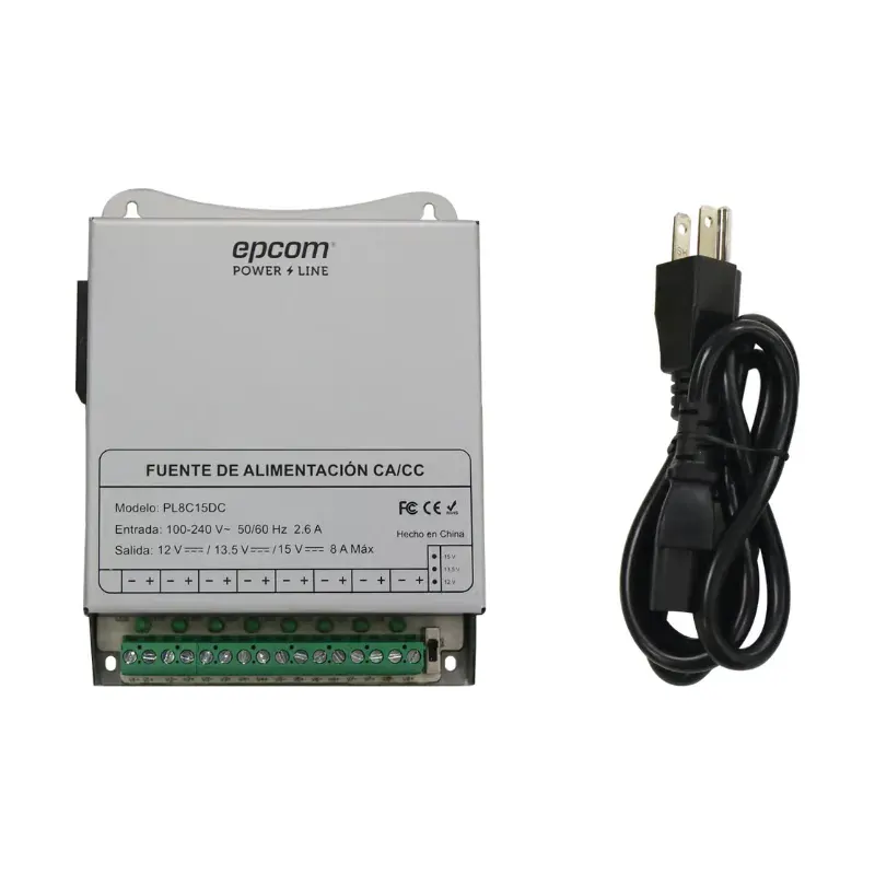 Fuente de Poder Metálica Para 8 Cámaras EPCOM PowerLine PL-8C-15DC