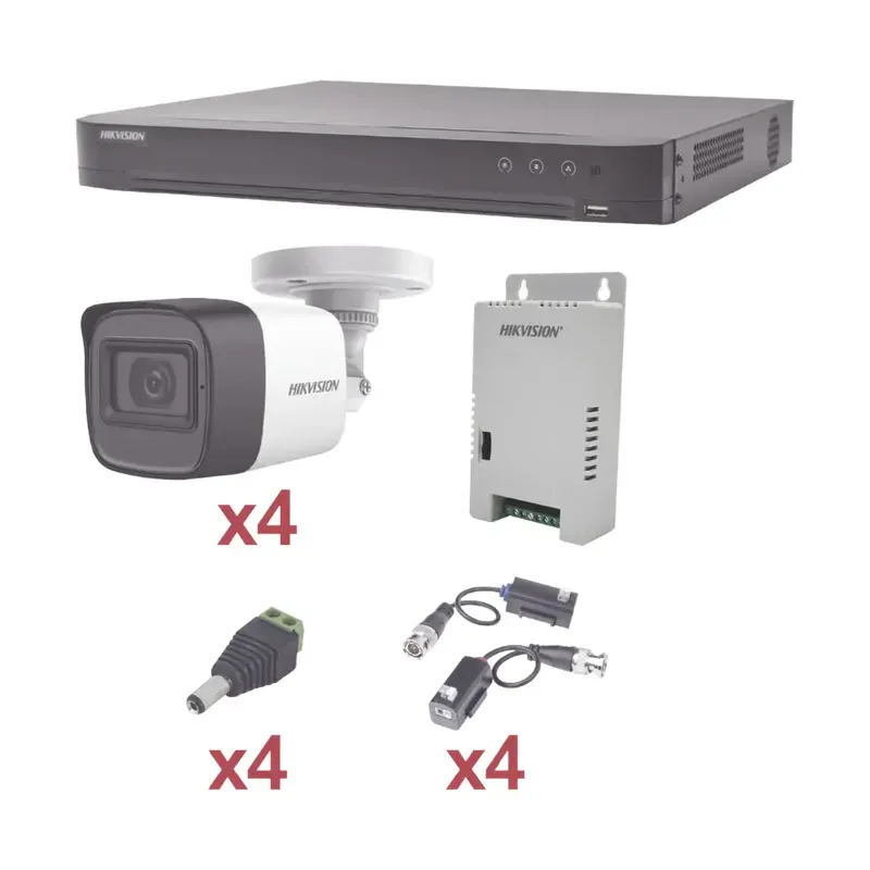 KIT TurboHD 1080p DVR 4 Canales Hikvision KH1080P4BW
