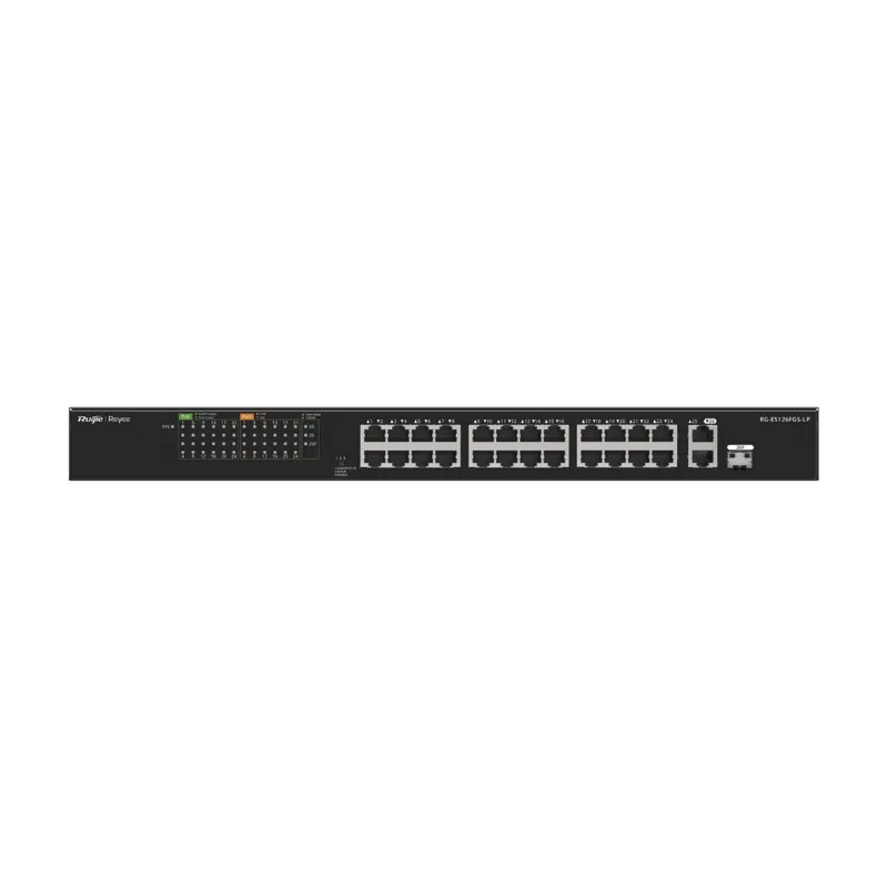 Switch PoE+ no Administrable, hasta 180 Watts Ideal para CCTV, 24 Puertos 10 Ruijie RG-ES126FGS-LP