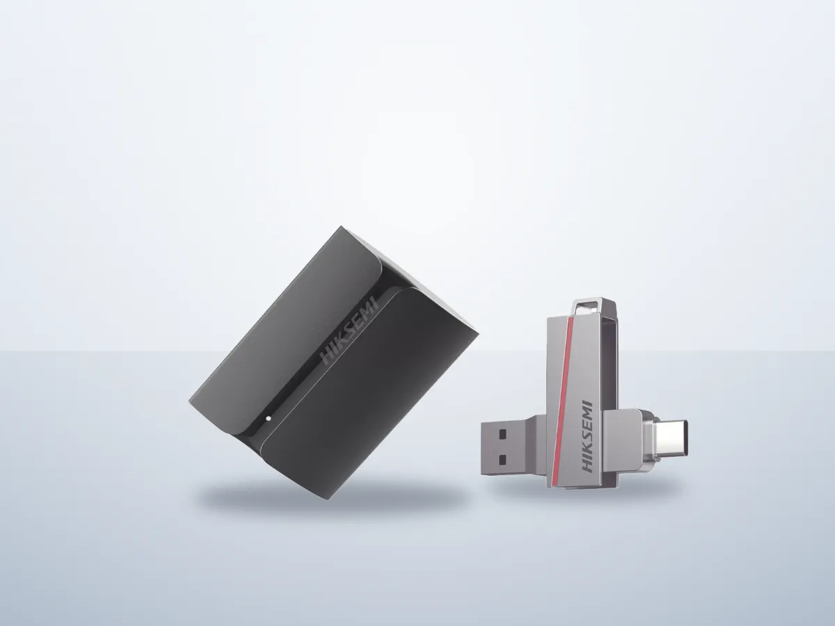 SSD portátil y memoria USB HIKSEMI para respaldar video